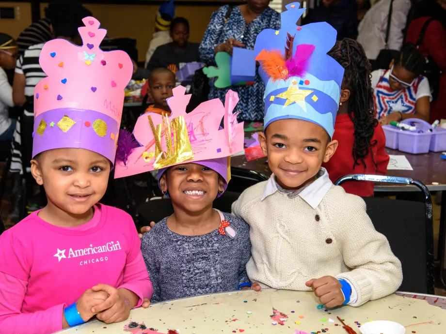 Kids decorate felt hats